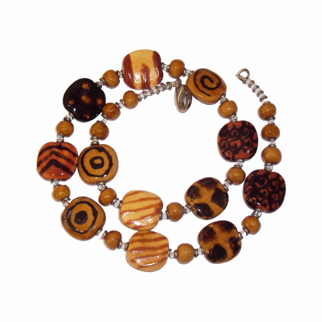 Kazuri Necklace - Pitapat, Granite 18