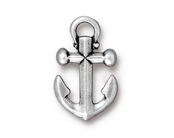 TierraCast Anchor Charm Silver 2pc - Antique Finish