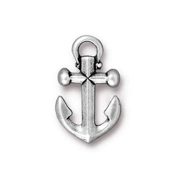 TierraCast Anchor Charm Silver 2pc - Antique Finish