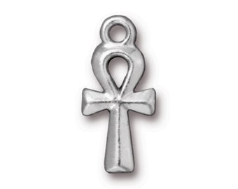 TierraCast Ankh Charm Silver 2pc - Antique Finish