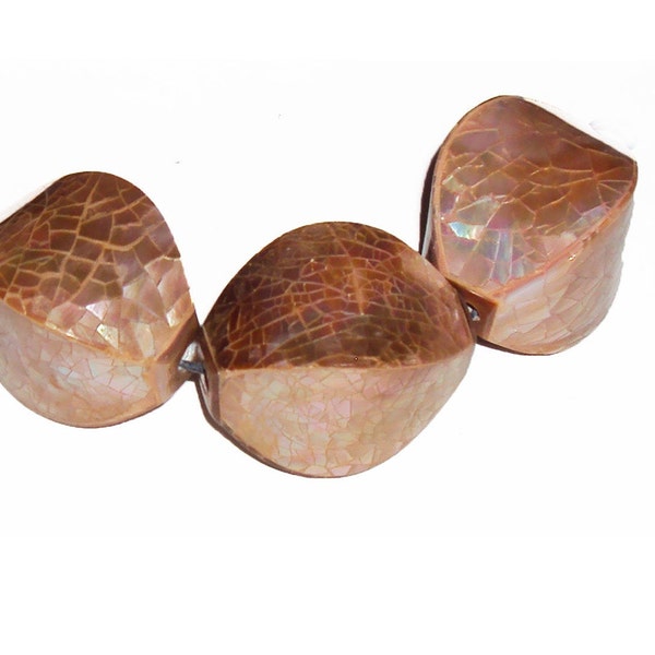 Mother of Pearl, Abalone Shell Mosaic Inlay Bead, Four Sided Polygon, Large Focal Bead or Pendant