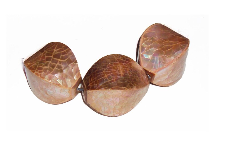 Large Focal Bead or Pendant Four Sided Polygon Abalone Shell Mosaic Inlay Bead Mother of Pearl