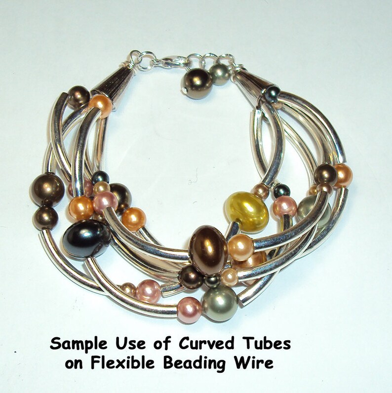 Curved Tube Noodle Bracelet Tubes in Silver, Gold, Copper Plate 12 Pc