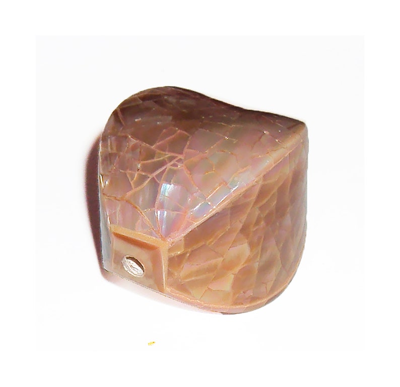 Large Focal Bead or Pendant Four Sided Polygon Abalone Shell Mosaic Inlay Bead Mother of Pearl