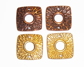 TierraCast Square Radiant Link Connector, Brushed Gold or Antique Copper - 2 pieces