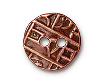 TierraCast Round Coin Button Copper 2 Pc. - Antique Finish