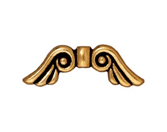 TierraCast Angel Wing Bead 2 pc Gold - Antique Finish