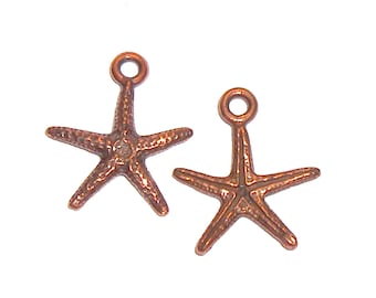 TierraCast Sea Starfish Charm Copper 2 Pc. - Antique Finish