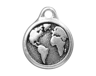 TierraCast Earth Charm Pendant Silver 1pc - Antique Finish