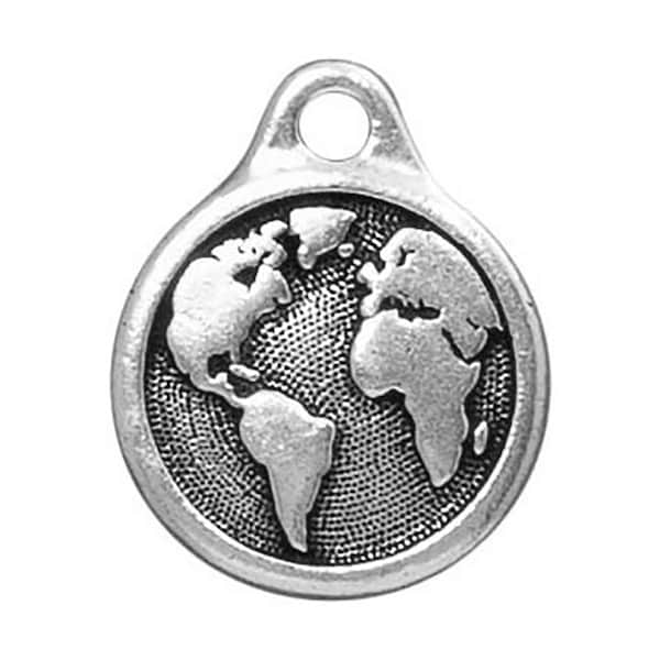 TierraCast Earth Charm Pendant Silver 1pc - Antique Finish