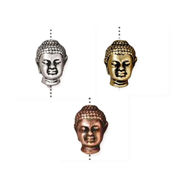 TierraCast Buddha Bead for Cord, Silver, Gold or Copper - Antique Finish