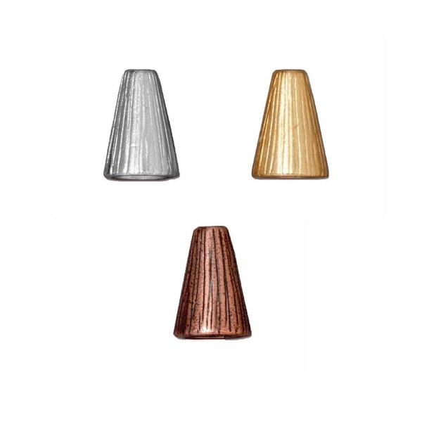 TierraCast Radiant Bead Cone Style 9mm x 12mm Bead Cap Silver, Gold or Antique Copper , 2 pc.