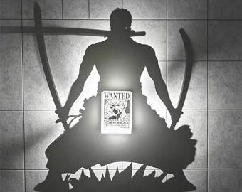 Lámpara de proyección de sombras de Zoro / Aplique de pared del espadachín de One Piece / Decoración ambiental