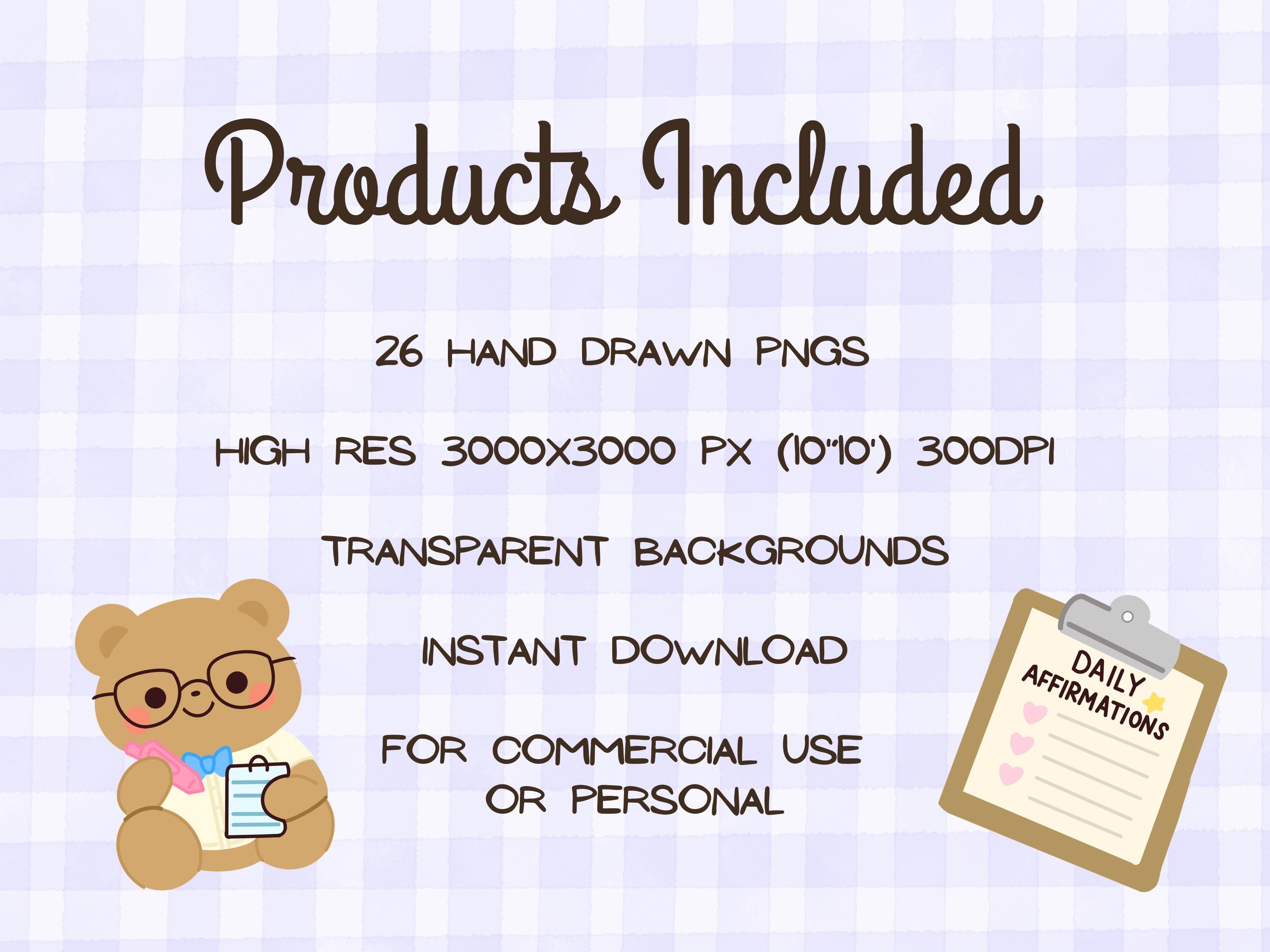 Kawaii Mental Health Clipart | Self Care Planner Graphics (PNG Digital ...