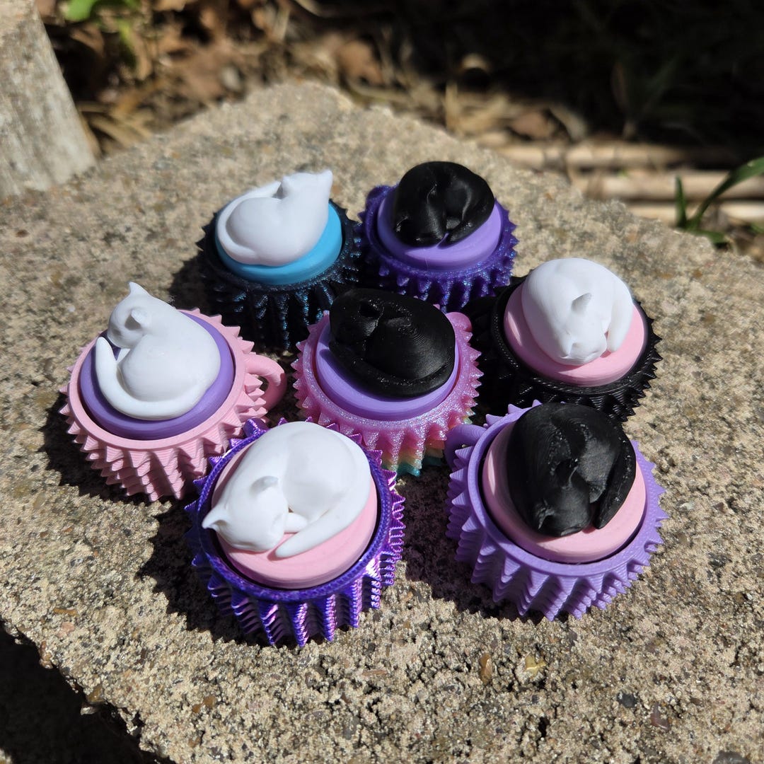 Click Fidget Cat Sleeping Cat Fidget Clicker – 3D Printed PLA Pocket Stim Toy - Etsy