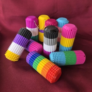 Spiky Chapstick Holder Keychain – 3D Printed Fidget Lip Balm Case | Trans Colors