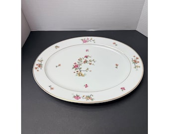 Eine Lanternier & Co Limoges France Oval Servierplatte Floral Gold Trim Porzellan