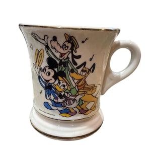Vintage 1957 Disney Mustache Mug Mickey Donald Goofy Pluto  Dapper Dans Quartet