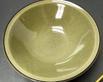 ファッションマナー サラセン ストーンウェアボウル オリーブグリーン斑点模様 日本製 ヴィンテージ 7インチ