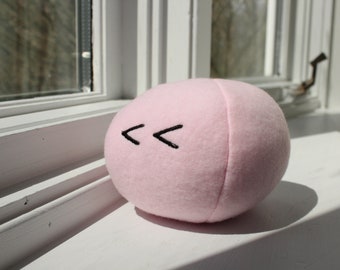 Small Clannad Light Pink Carrot Face Mochi Plushie - Dango Daikazoku Cosplay Handmade Fiber Only