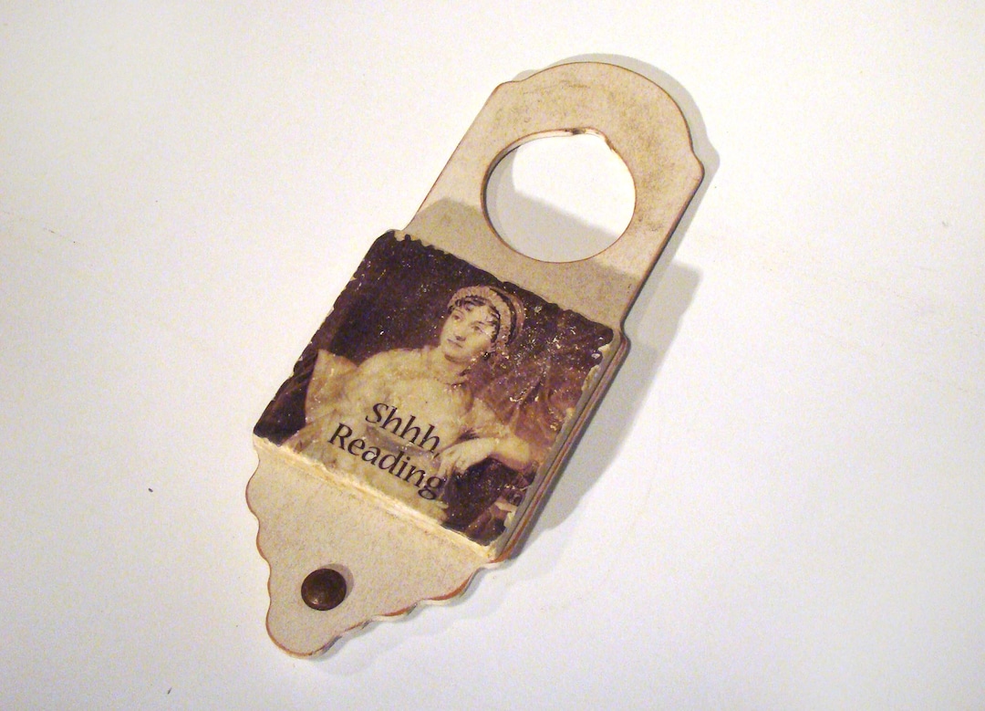 Jane Austen Portrait Tile Hanging Door Handle Sign Etsy