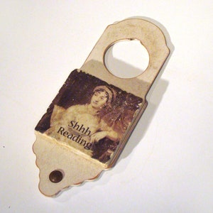 Jane Austen Portrait Tile Hanging Door Handle Sign