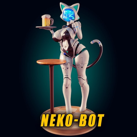 Neko Bot BellaCat Cat Robot 3D Print 1/6 (SFW/NSFW/FUTA) Officer Rhu