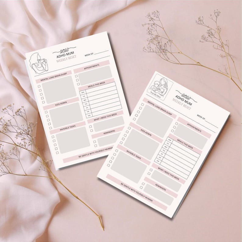 ADHD Weekly Reset Printable | Mental Load Planner for Mums | Brain Dump ...