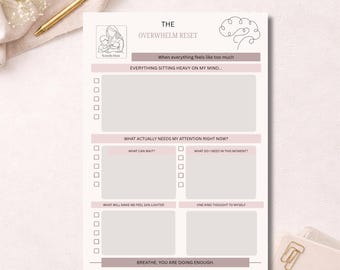Overwhelm Reset Printable | ADHD Daily Reset Planner | Brain Dump for Overwhelmed Minds | Mental Load Printable | A4 Download