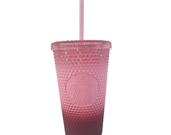 Nuevo vaso térmico Starbucks rosa degradado con tachuelas, colección otoño/invierno 2022 (473 ml - Grande)