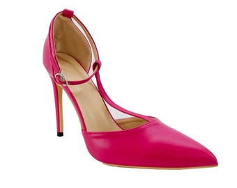 NUEVOS Zapatos de tacón de aguja con tira en el tobillo y punta afilada de Shein para mujer, color rosa, talla US9.5 Euro40