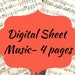 Music Printable-digital Sheet Music Printables-4 Pages, Ephemera, Junk Journal, Music Lovers ...