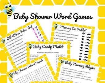 Bumblebee Baby Shower Game Bundle Printable-Download Digital  Party supplies printables