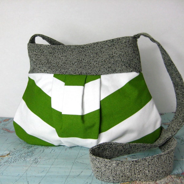 Lime stripe-- crossbody purse