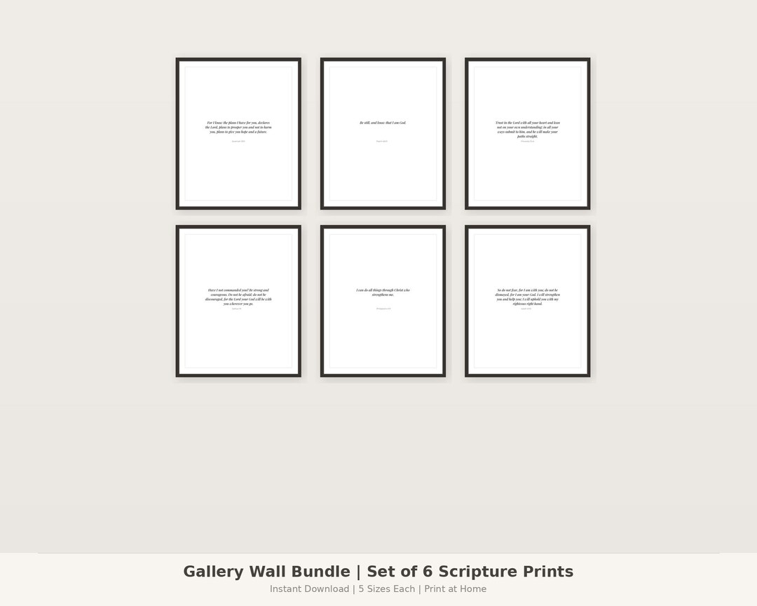 Christian Scripture Wall Art Bundle Set of 6 | Bible Verse Prints ...