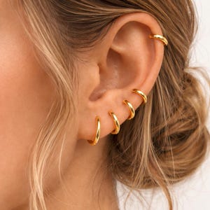 Minimalist Huggie Hoop Earrings Set, Stainless Steel Stackable Jewelry, 4 Colors