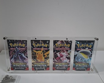 Espositore in acrilico per Pokémon per buste di espansione e carte classificate – Protezione da parete o indipendente – Collezione Premium – Vari modelli disponibili