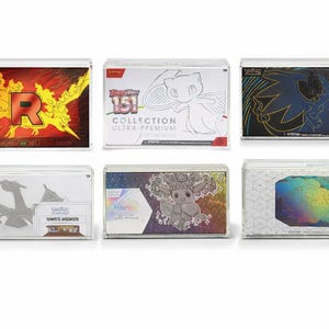 Hochwertiger Acrylschutz für Pokémon Moltres, Mega-Glurak, Terapagos, 151, Evoli – UPC-Kollektion mit starken Magneten