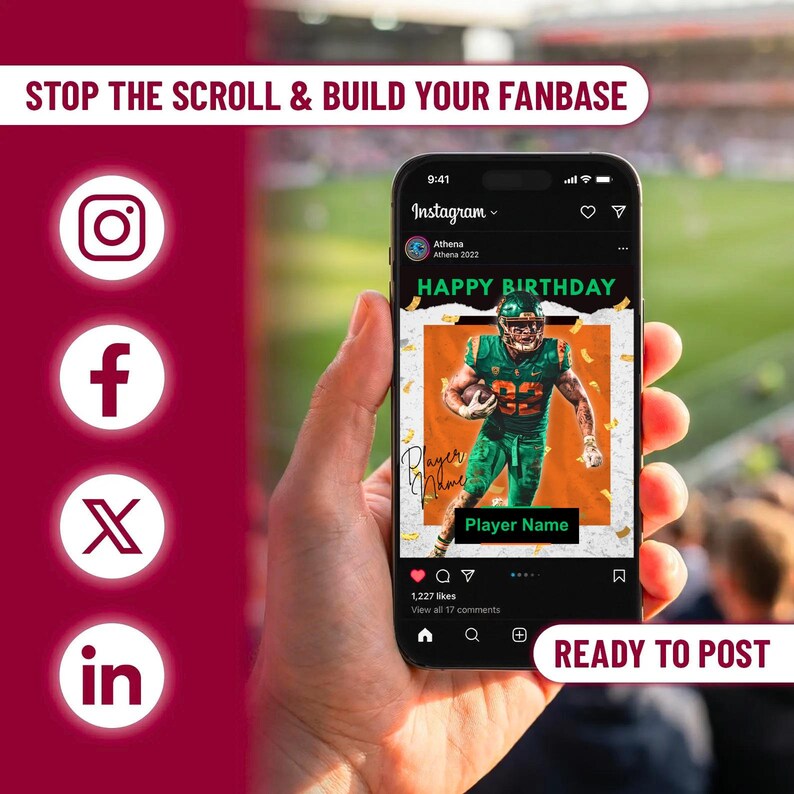 Football Canva Template Pack Social Media Graphics Bundle Game Day ...