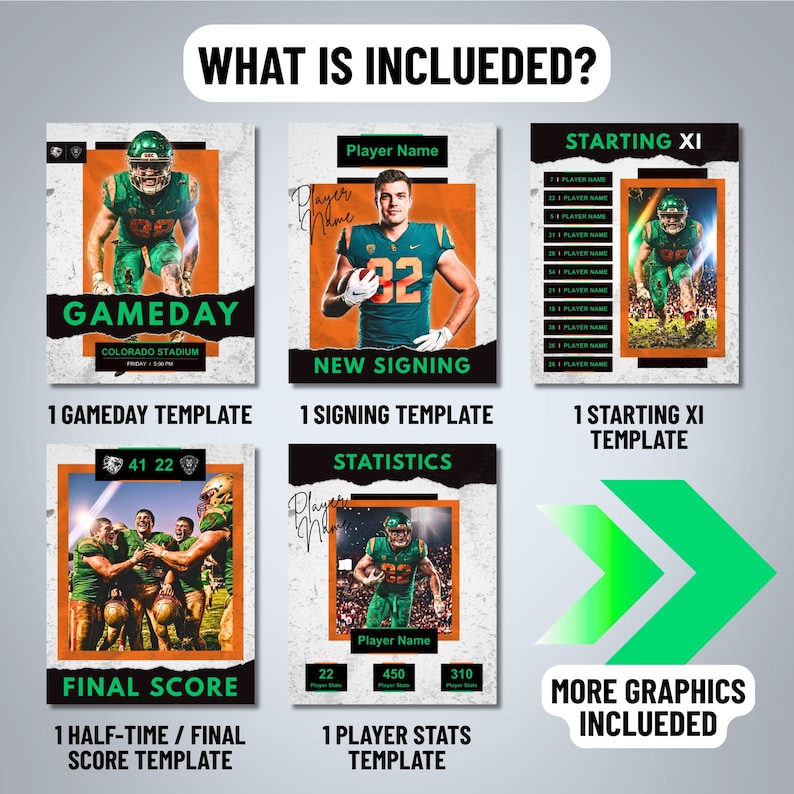 Football Canva Template Pack Social Media Graphics Bundle Game Day ...