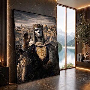 Baldwin IV Wandkunst, Kreuzritter König zu Pferd Druck, mittelalterliches Jerusalem königliches Dekor