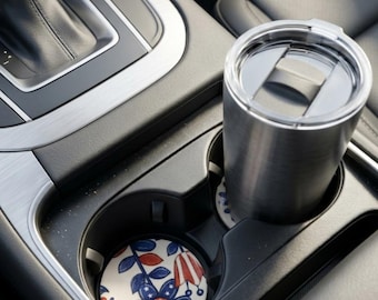 Patriotic Floral Car Coasters Set