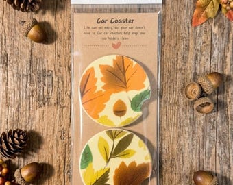 Autumn Leaves Decoupage Car Coasters