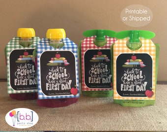 Applesauce Pouch Back to School Tag Label- Printable or Shipped