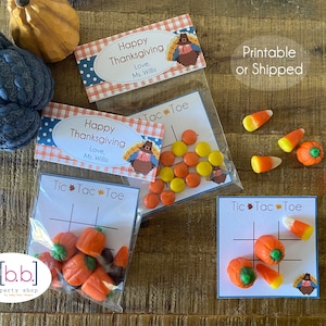 Thanksgiving Treat Goodie Bag Tic Tac Toe Personalized - Printable or Shipped