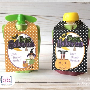 Applesauce Pouch Halloween Treat Label- Printable or Shipped