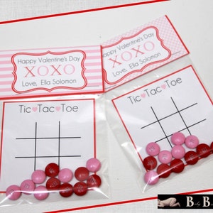 Valentine's Day Card- Tic Tac Toe- Treat Bag Topper- Pink & Red- Printable or Shipped