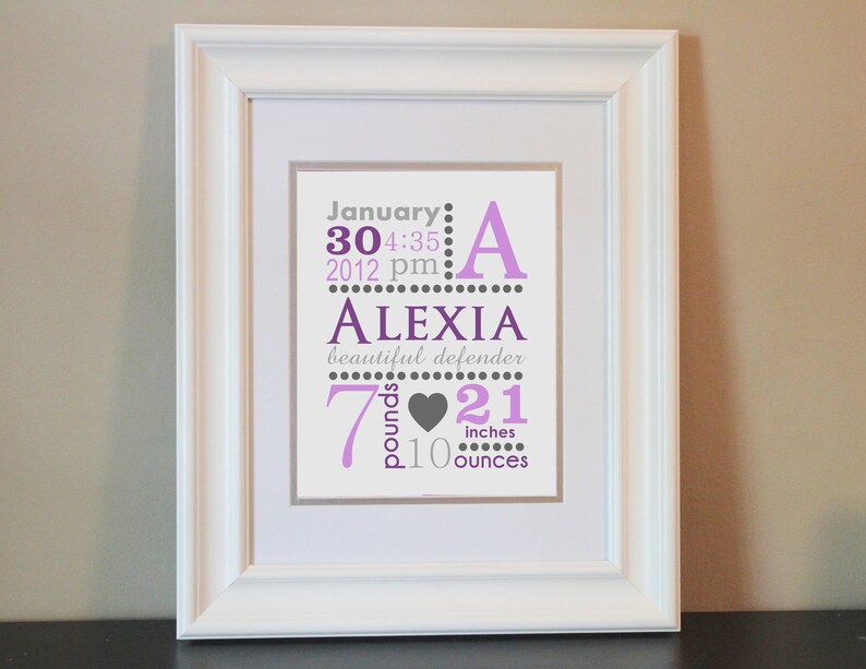 Baby Nursery Name Art Personalized Birth Announcement Print Etsy