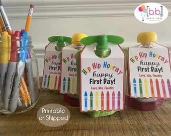Applesauce Pouch Back to School Tag Label- Printable or Shipped