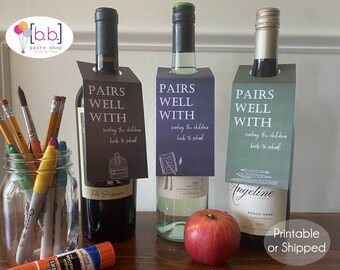 Back to School for Mom Parent Wine Tag Printable or Shipped